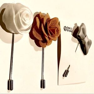 Mens Flower/Bow Tie Lapel Pins x3